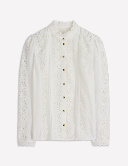 Savannah Broderie Top-Ivory