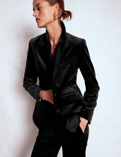 Stamford Velvet Blazer-Black