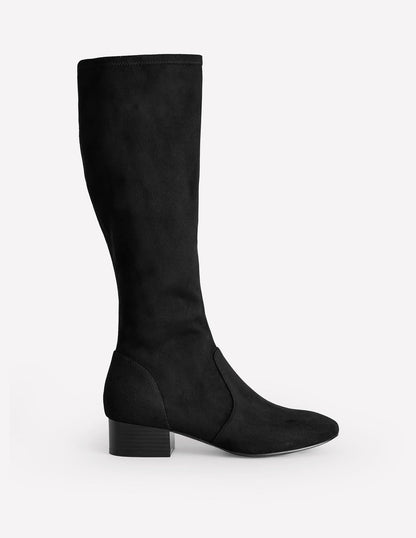 Flat Stretch Knee Boot-Black