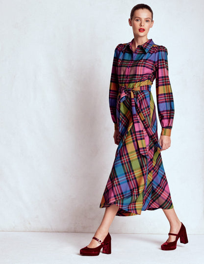 Vivienne Check Midi Dress-Multi, Blanket Check