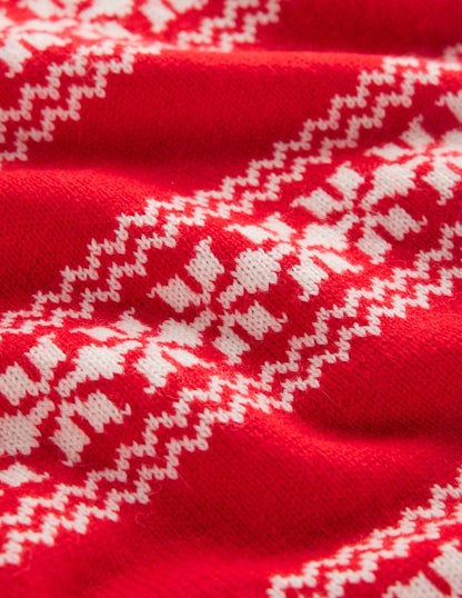 Edie Fair Isle Vest-Poppy Red, Warm Ivory