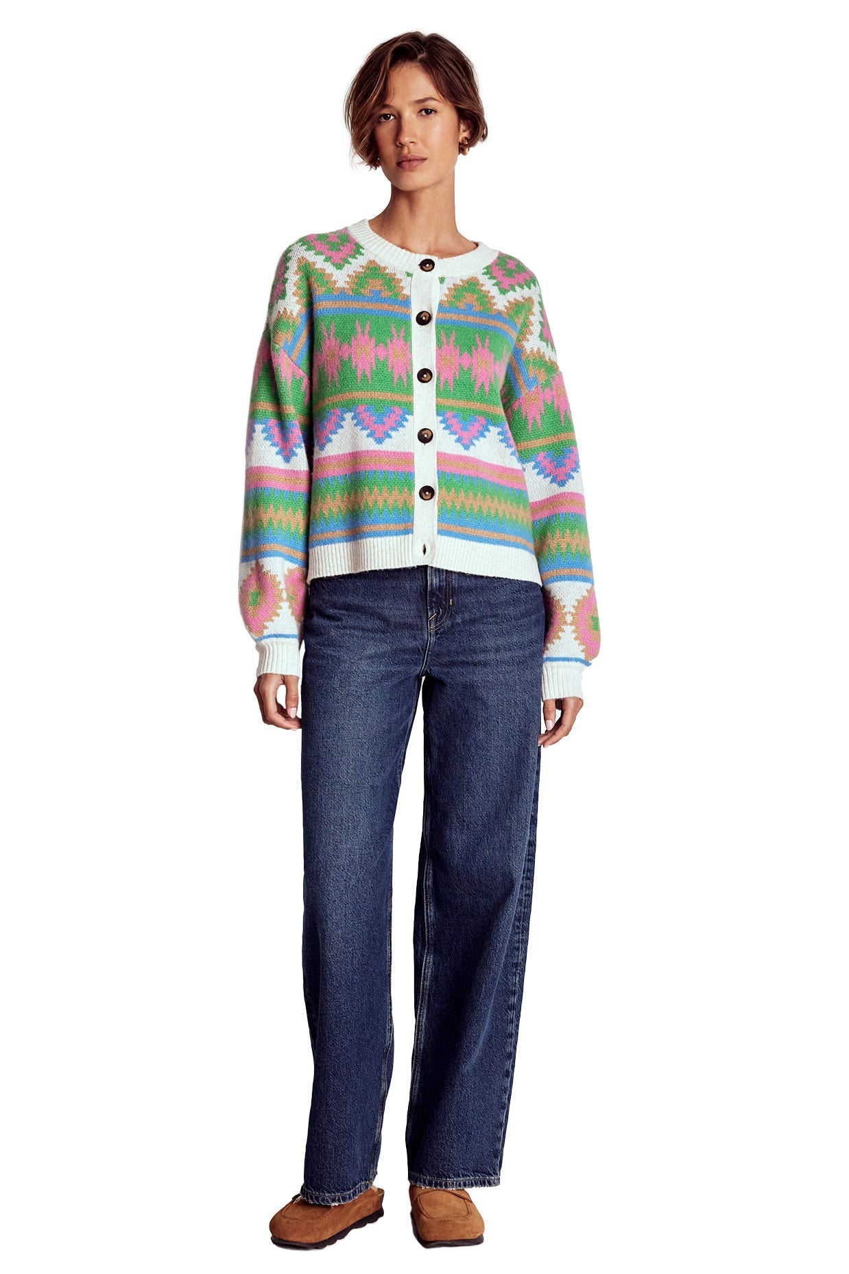 Abi Jacquard Cardigan-Multi Aztec