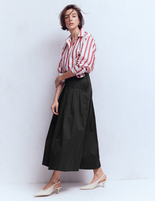 Valentina Cotton Sateen Skirt-Black