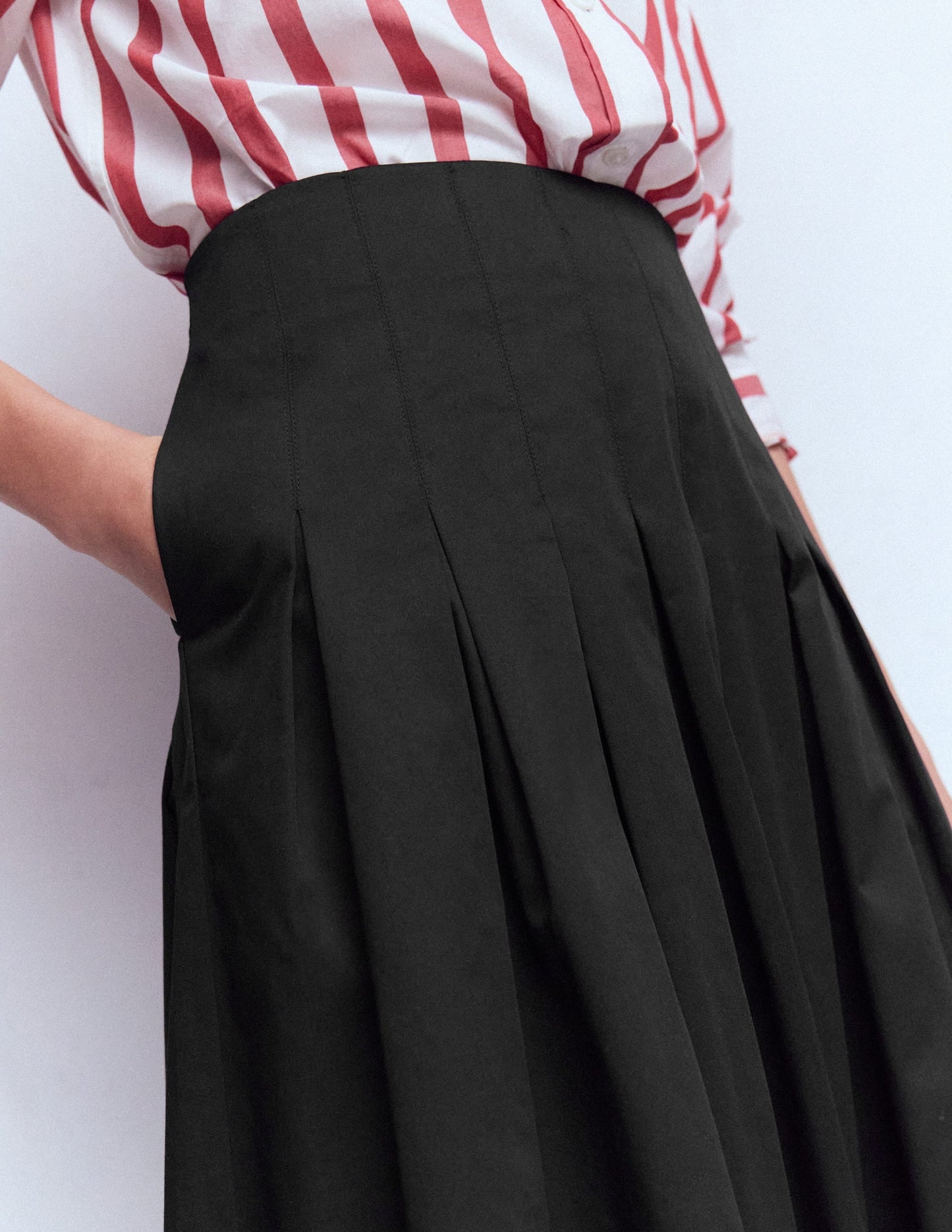 Valentina Cotton Sateen Skirt-Black