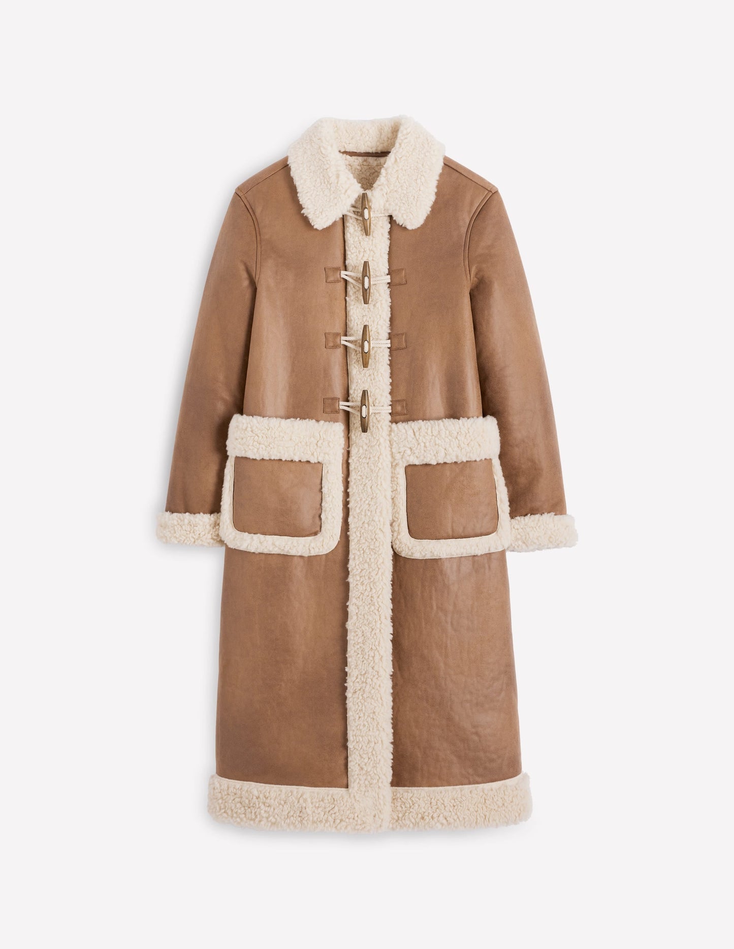Borg Duffle Coat-Camel, Natural Borg