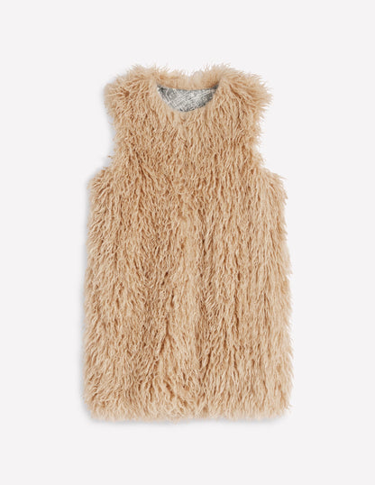 Faux Fur Long Gilet-Sand Dune, Fur