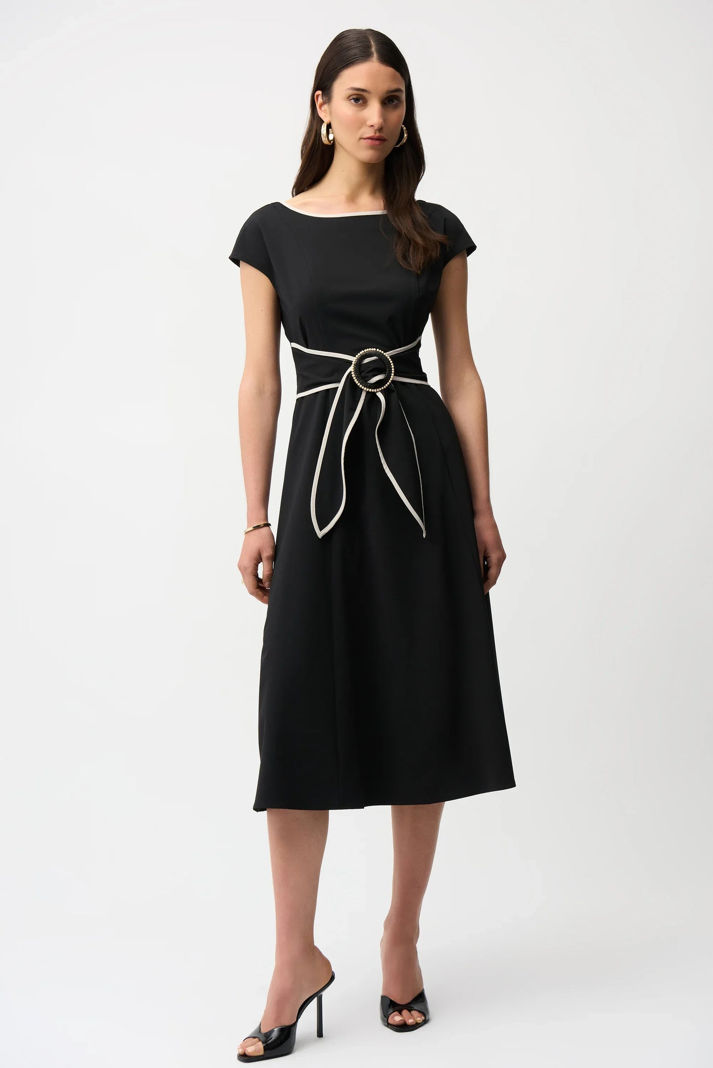 Joseph Ribkoff Stretch Woven Color Block Fit and Flare Dress
