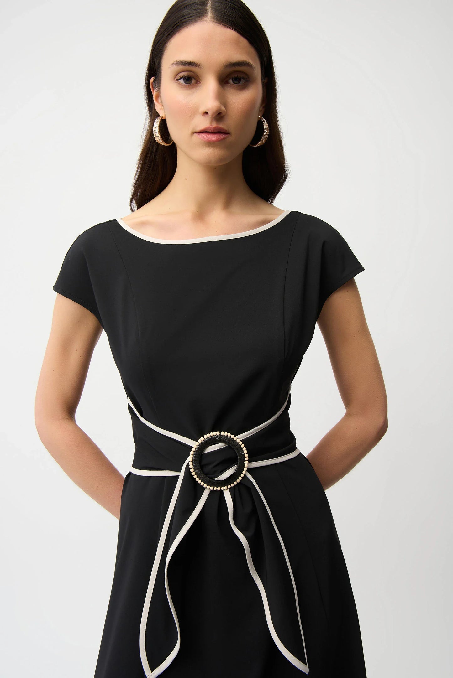 Joseph Ribkoff Stretch Woven Color Block Fit and Flare Dress