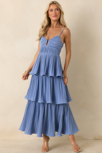 ASTR The Label Lupin Blue Tiered Maxi Dress