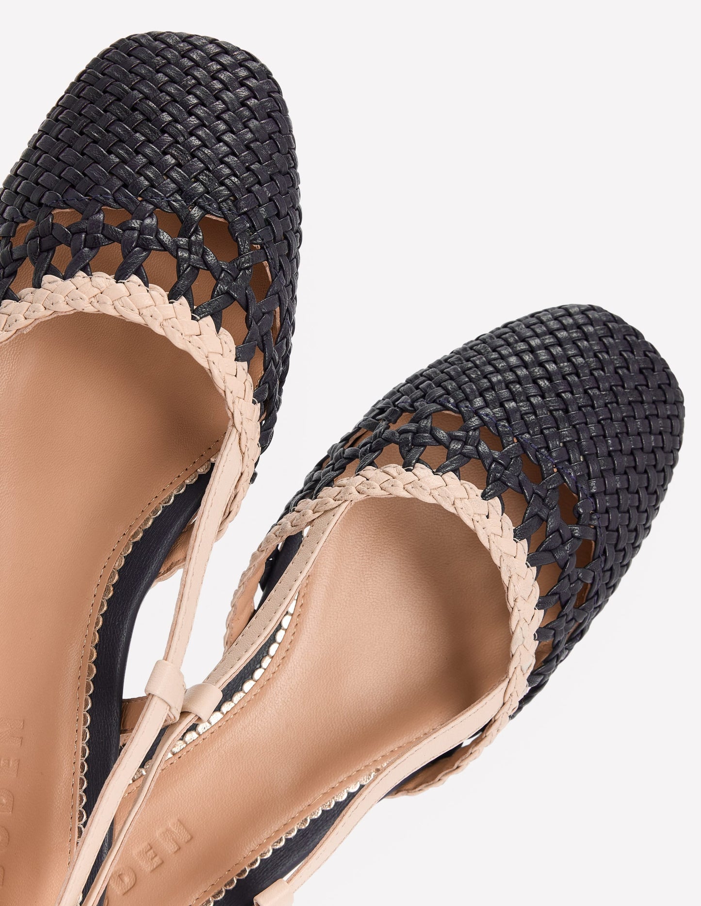 Woven Slingback Flats-Navy/Ivory