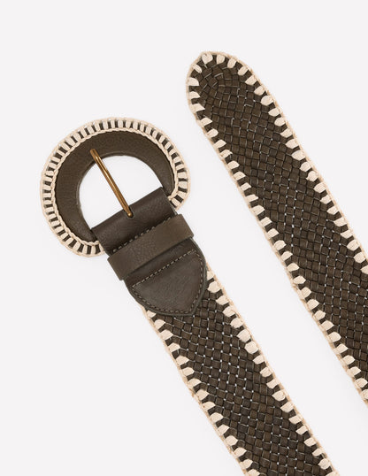 Woven Stitch Belt-Woodland Green