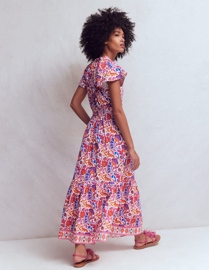Tala Tiered Jersey Maxi Dress-Pink, Flourishing Meadow