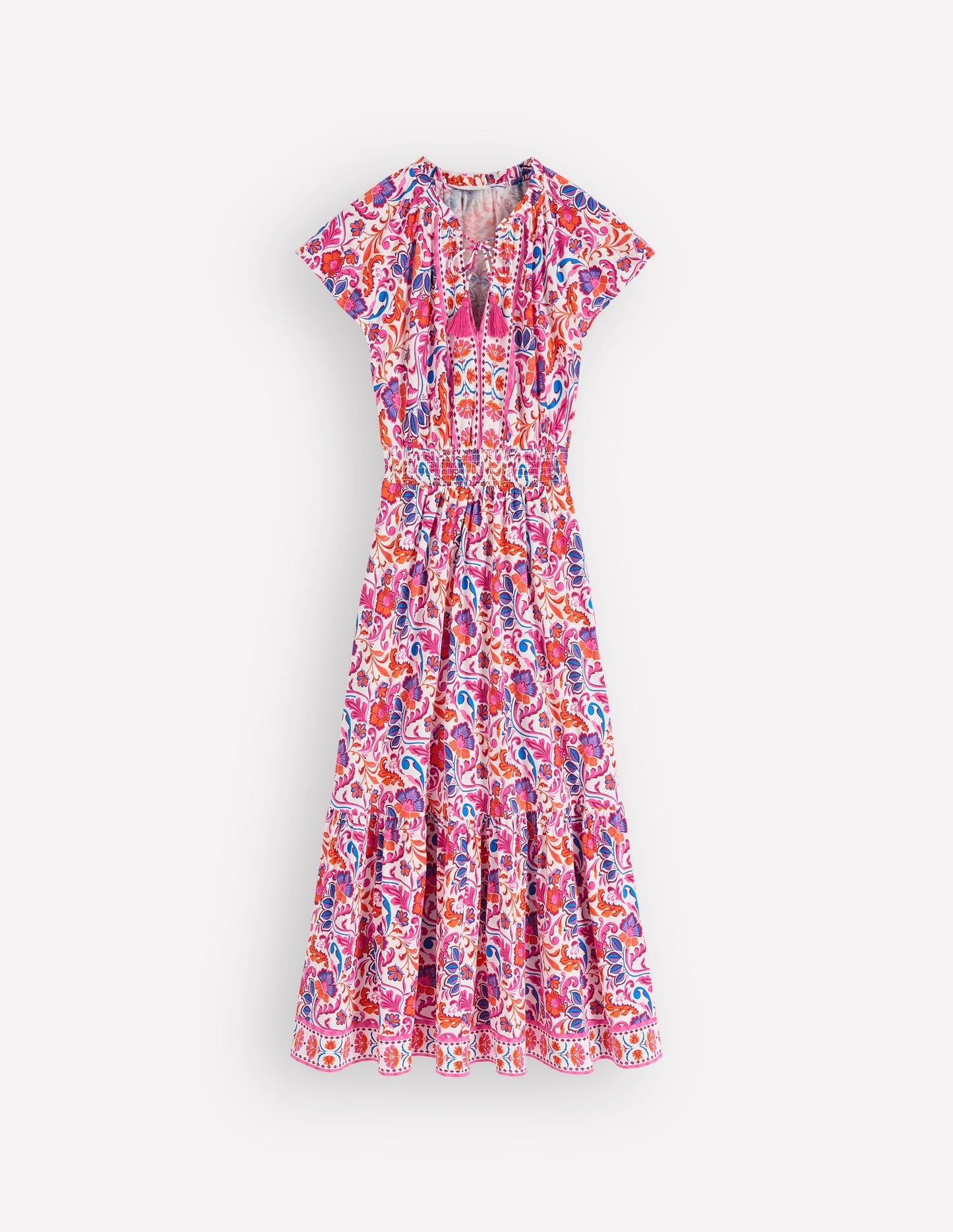 Tala Tiered Jersey Maxi Dress-Pink, Flourishing Meadow