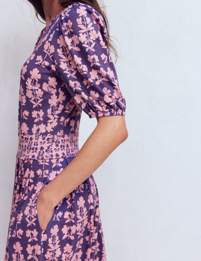 Amber Pleat Jersey Midi Dress-Calla Lilly, Blossom Grove