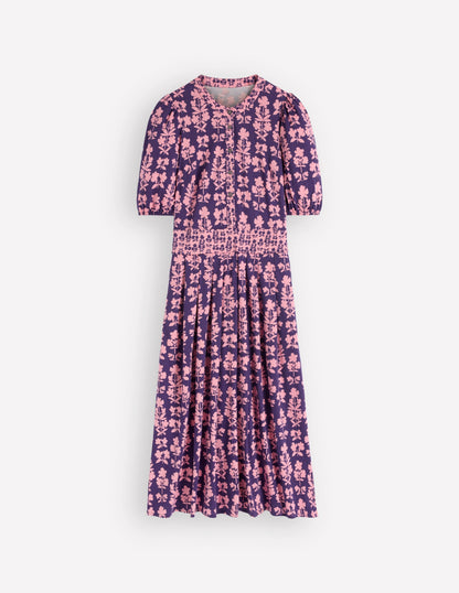 Amber Pleat Jersey Midi Dress-Calla Lilly, Blossom Grove