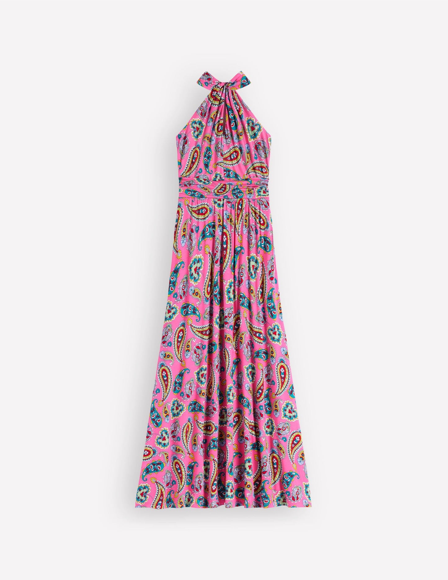Sydney Twist Neck Jersey Dress-Pink Paisley