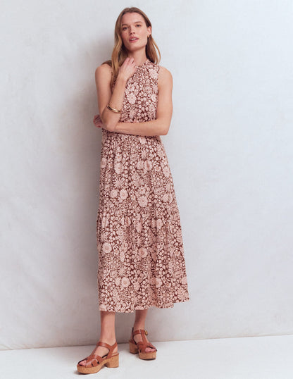 Camalie Jersey Maxi Dress-Raw Umber, Flowerbed Bloom