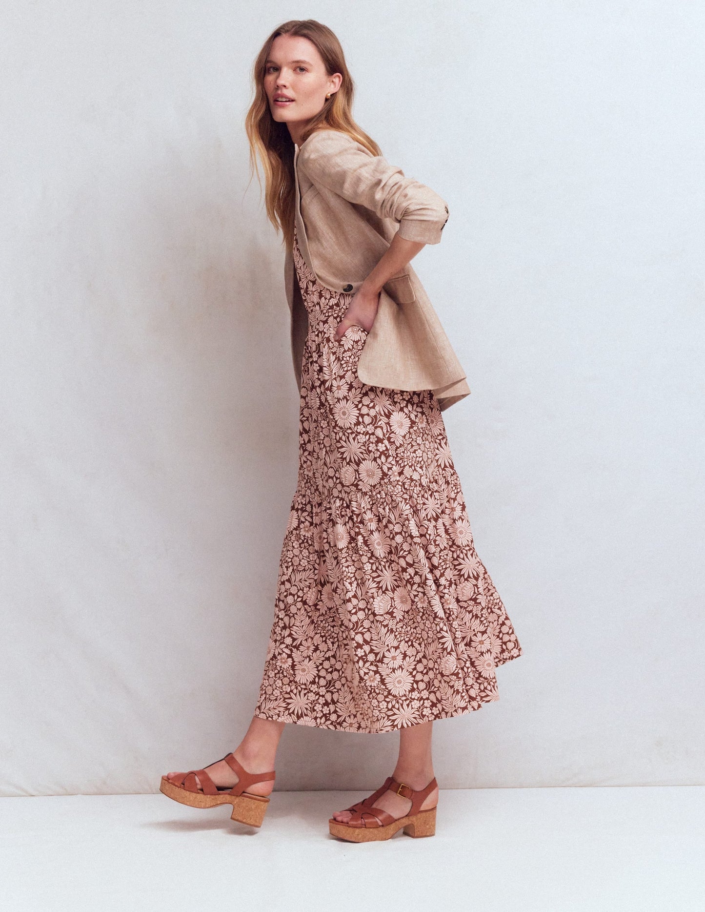 Camalie Jersey Maxi Dress-Raw Umber, Flowerbed Bloom