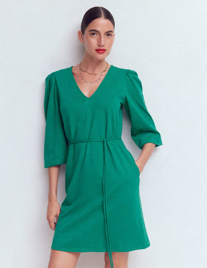 Cary V-Neck Short Dress-Deep Teal