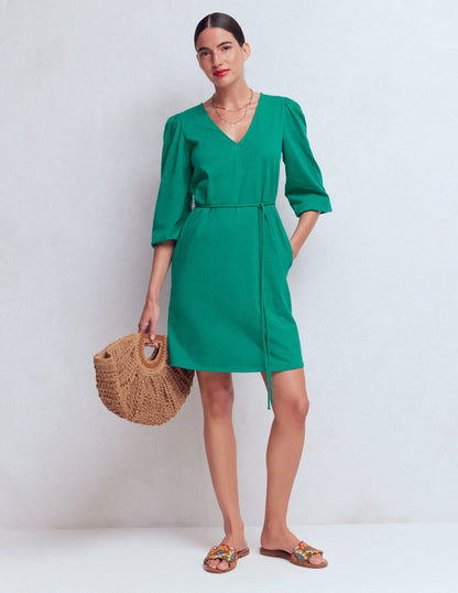 Cary V-Neck Short Dress-Deep Teal