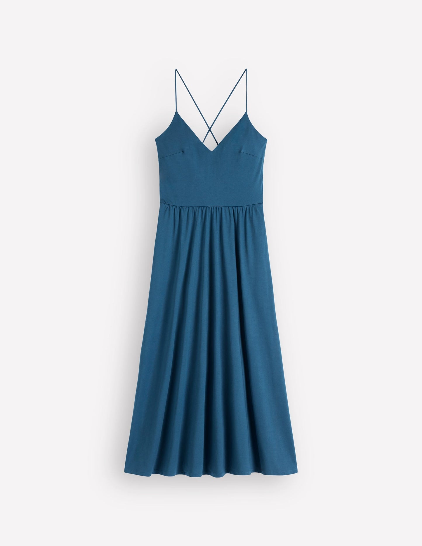 Cross Back Jersey Dress-Tourmaline Blue