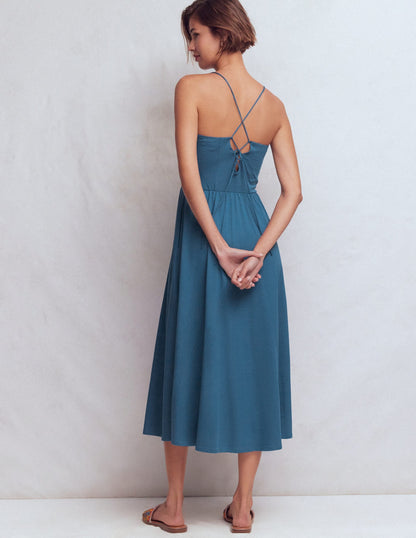 Cross Back Jersey Dress-Tourmaline Blue