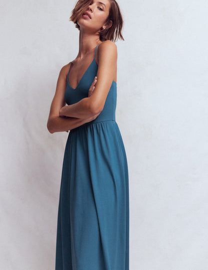 Cross Back Jersey Dress-Tourmaline Blue