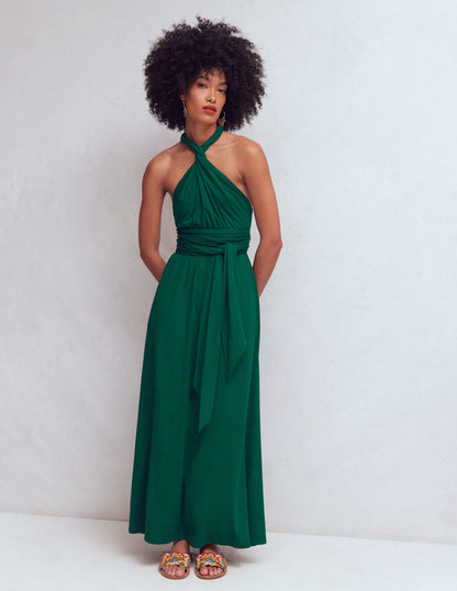Multiway Jersey Maxi Dress-Emerald Night