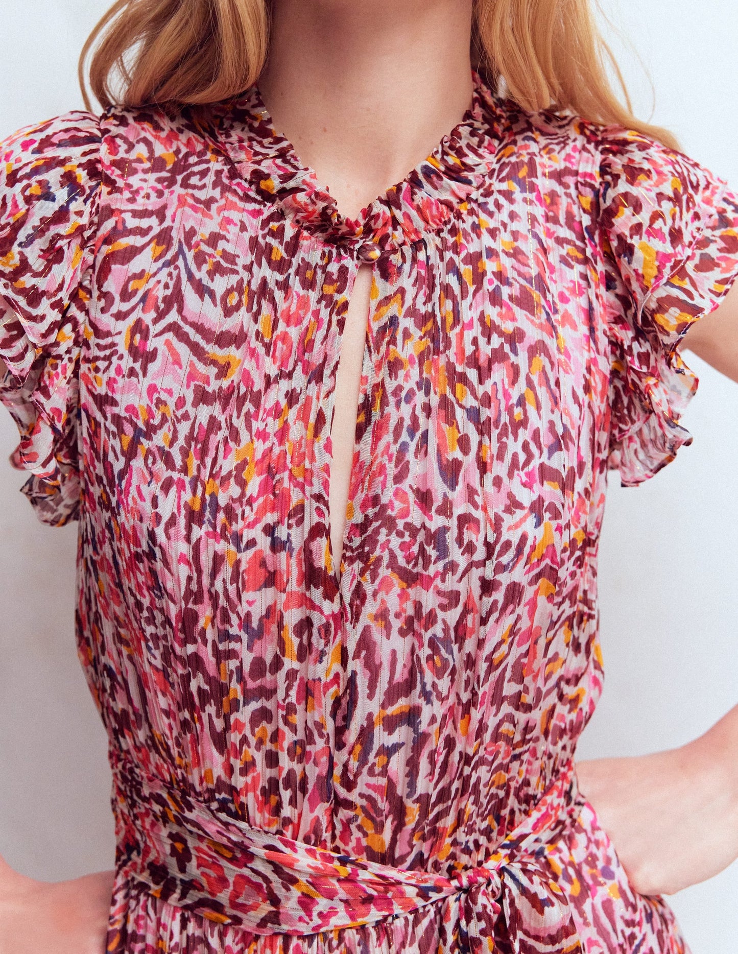 High Neck Sleeveless Dress-Multi Leopard Flow