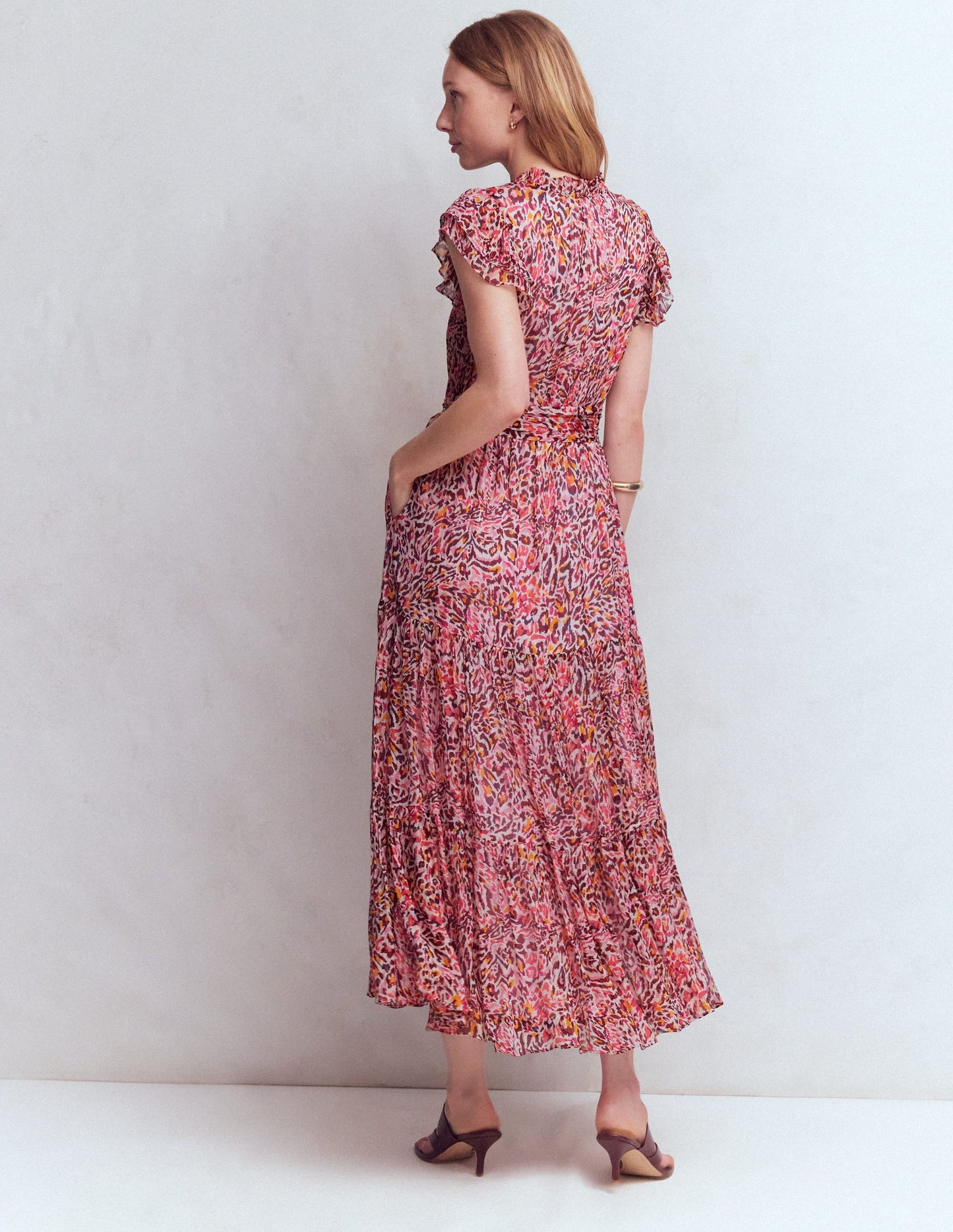 High Neck Sleeveless Dress-Multi Leopard Flow