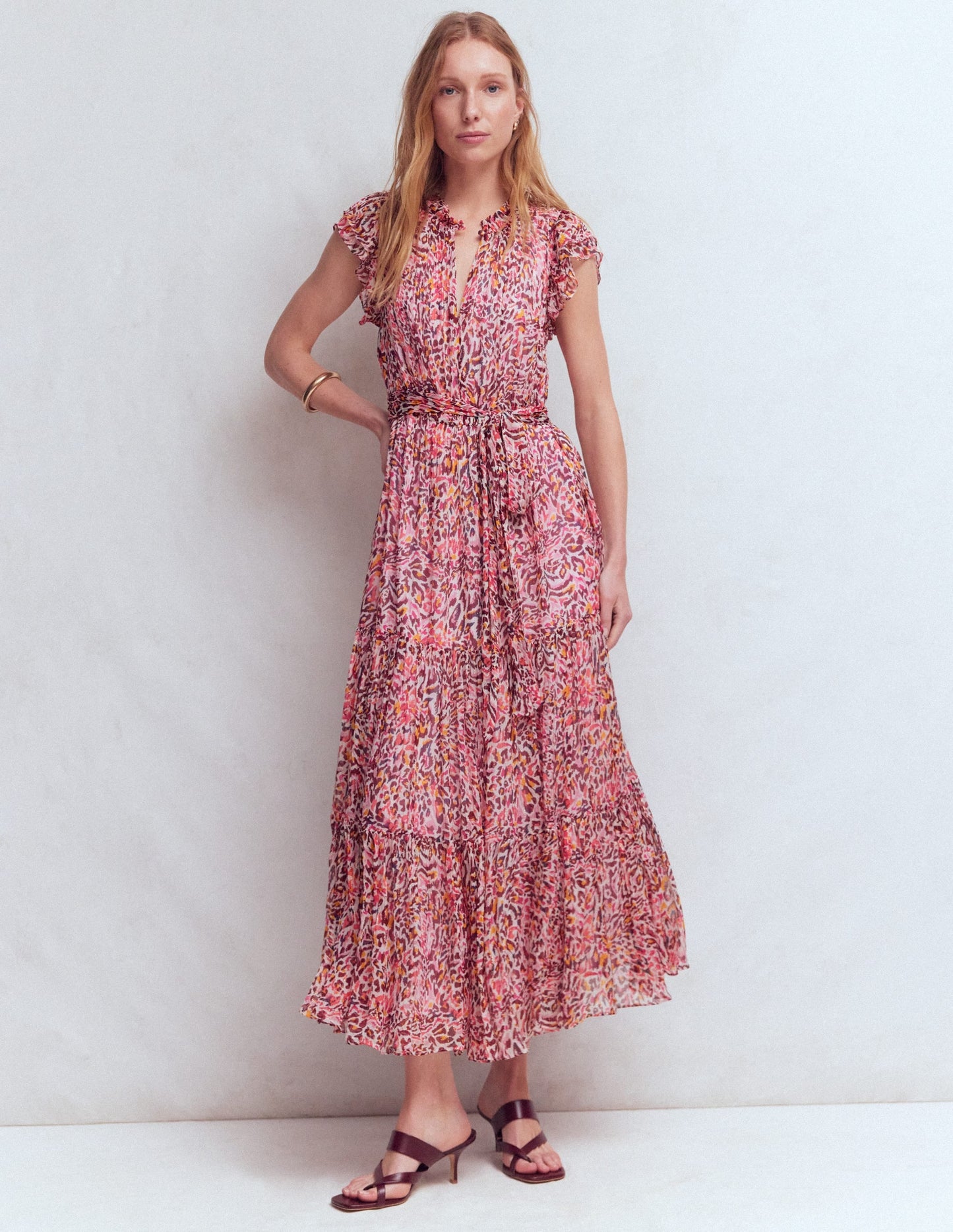 High Neck Sleeveless Dress-Multi Leopard Flow