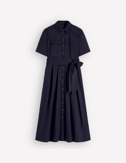 Zoe Short Sleeve Shirt Dress-Navy
