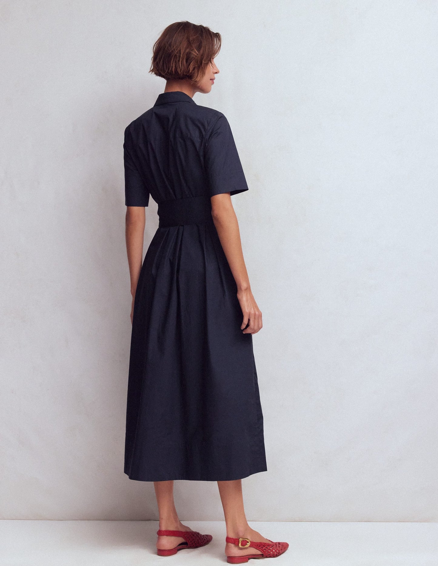 Zoe Short Sleeve Shirt Dress-Navy