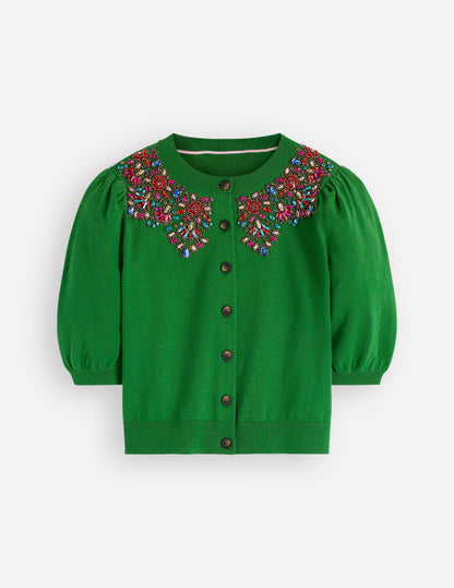Nadia Embellished Cardigan-Green