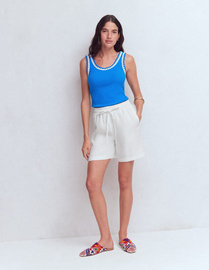 Islington Linen Shorts-White