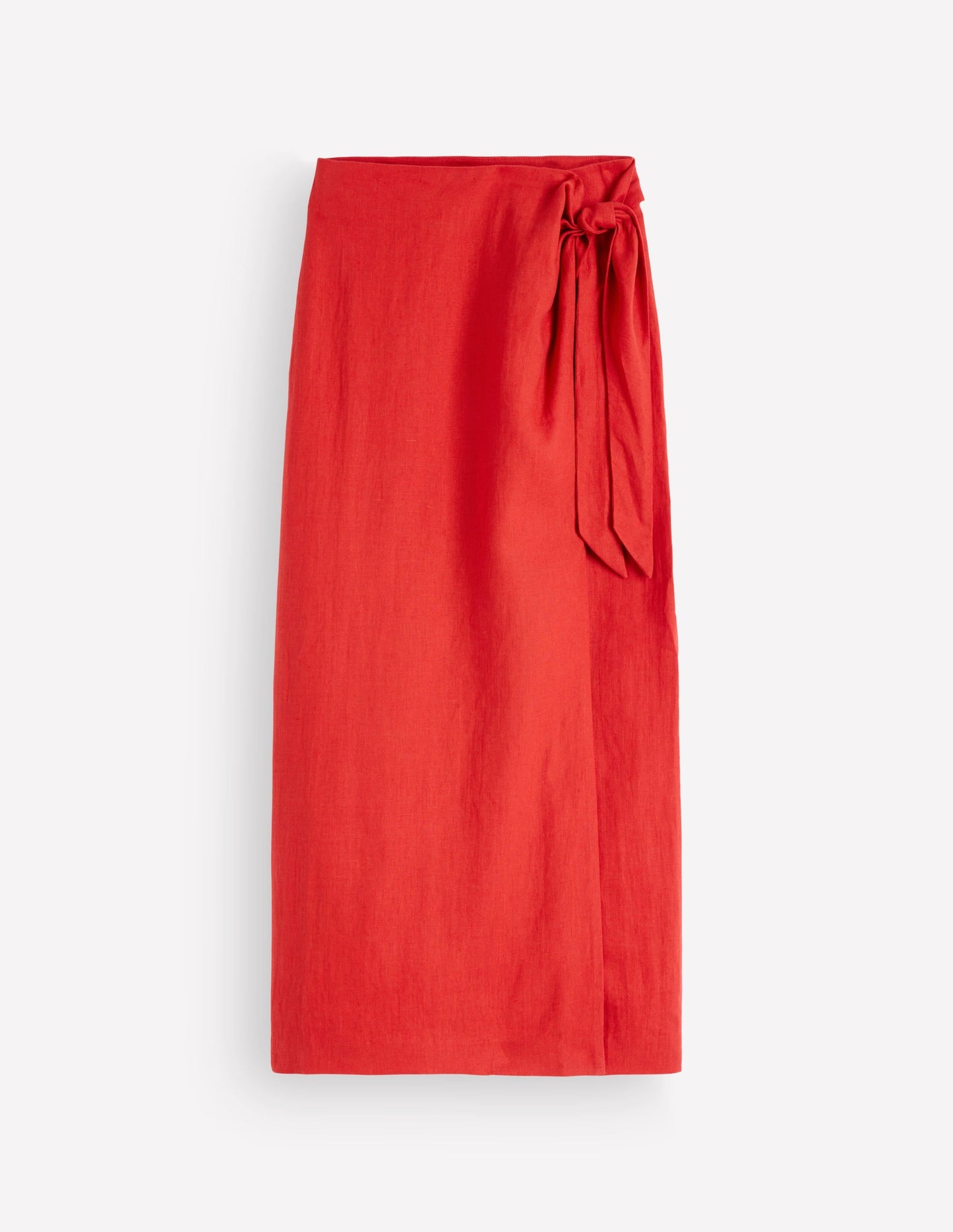 Dimitra Linen Column Skirt-Red Coral