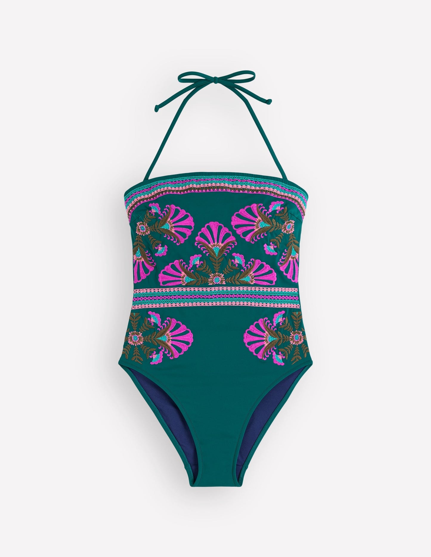 Paros Bandeau Swimsuit-Atlantic Blue, Embroidery