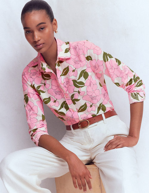 Sienna Cotton Shirt-Blossom Pink, Radiant Bloom