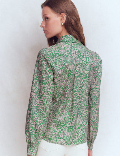 Cara Cotton Shirt-Aloe Green, Elaborate Gardenia