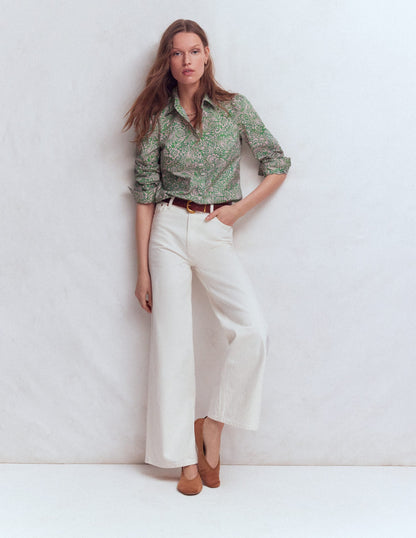 Cara Cotton Shirt-Aloe Green, Elaborate Gardenia