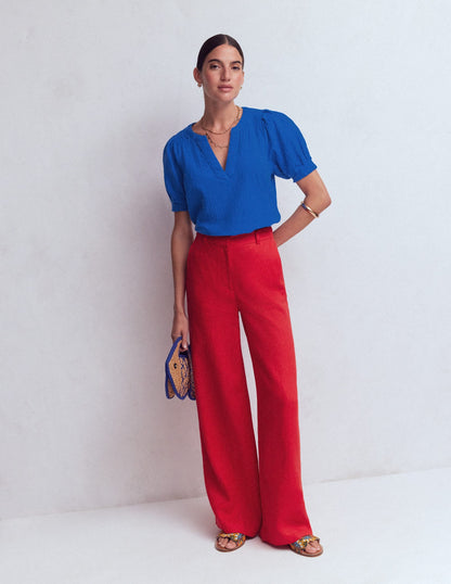 Rae Double Cloth Top-Bright Cobalt