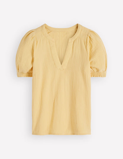 Rae Double Cloth Top-Sunlight Yellow