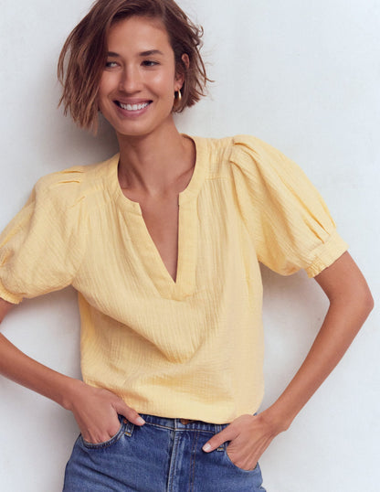 Rae Double Cloth Top-Sunlight Yellow