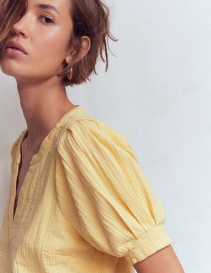 Rae Double Cloth Top-Sunlight Yellow