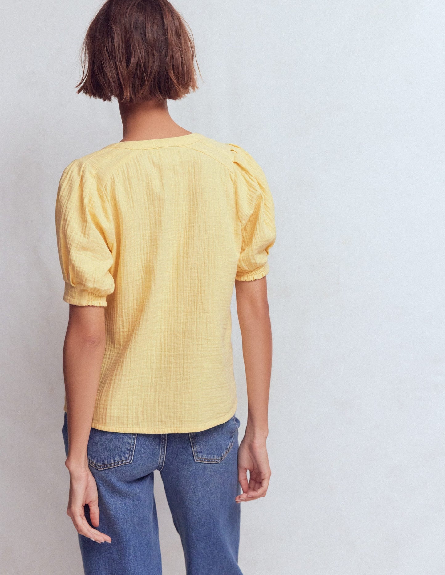 Rae Double Cloth Top-Sunlight Yellow
