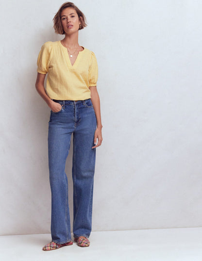 Rae Double Cloth Top-Sunlight Yellow