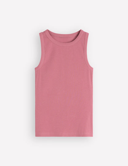 Ribbed Racer Vest-Heather Rose