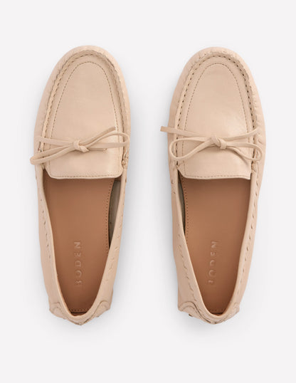 Heidi Stitched Soft Loafers-Ecru