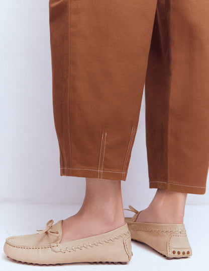 Heidi Stitched Soft Loafers-Ecru