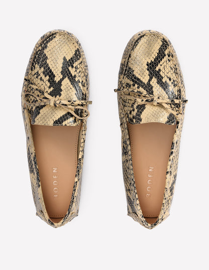 Heidi Stitched Soft Loafers-Snake